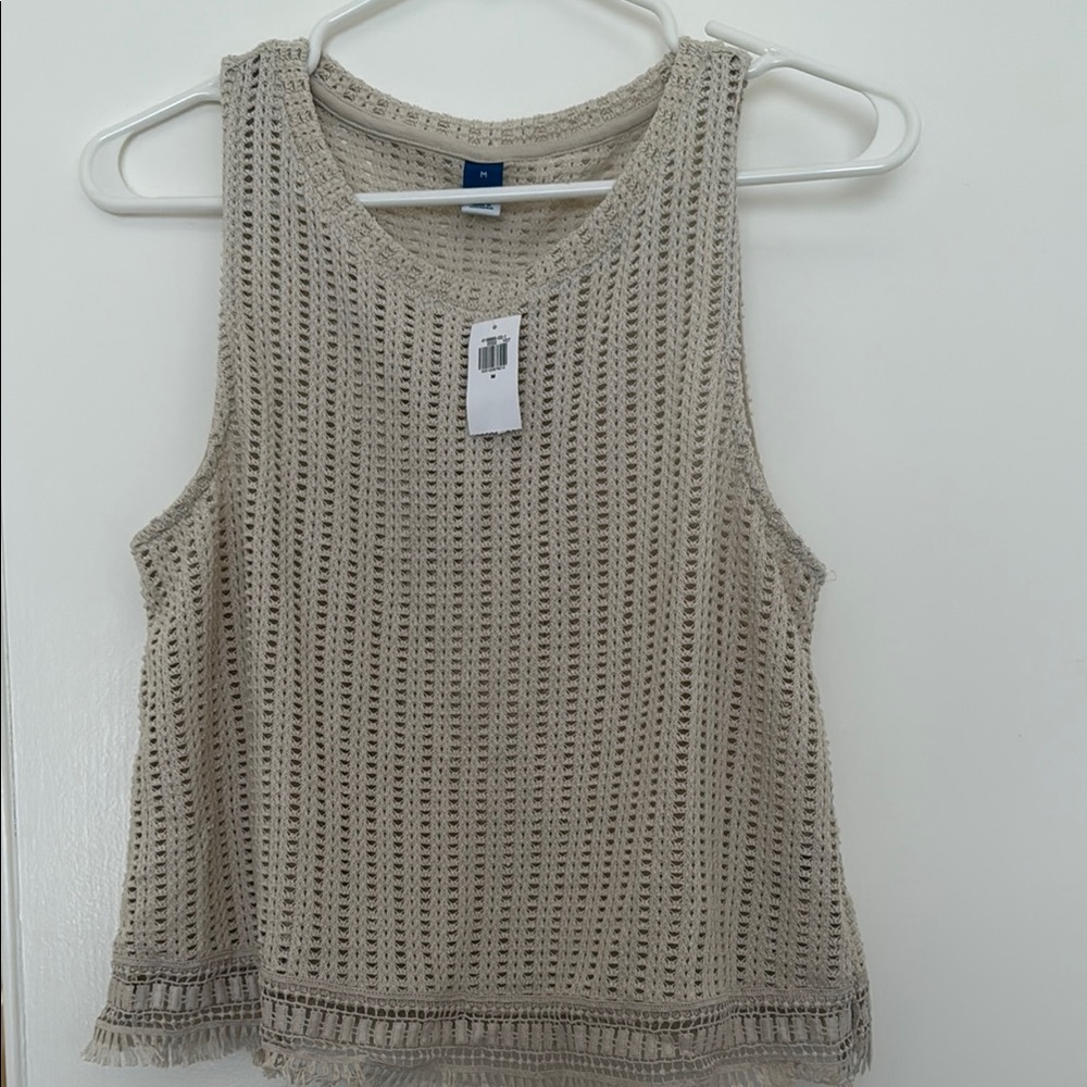 Old Navy Cream Boxy Ribbed Tank Top